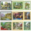 Cross Stitch Kits broderi Nålarbete Tråd Garden Villa Stamped DMC Tryckt 11CT 14ct Counted Fabric Handmade Craft Set Gift