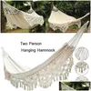 Meubles de camp grand hamac boho boho brésilien rame frangée de luxe double chaise swing intérieure gouttes suspendus sports de livraison de dhu5 dhu5