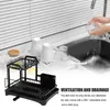 Cuisine rangement Plat Drying Rack Roust Propider Drainer 2 couches Iron Supplies Affiches Disqueur Capacité de chargement