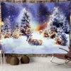 Christmas Woods Snow Scene Tapestry Wall Hanging New Year Gift Elk Bohemian Style Bed Curtain Dormitory Home Decor