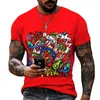 Camiseta de anime Funny Funny 3D Patrón tridimensional TRIMENSION HIP-HOP Men's Lycra Polyester Super Size S-5XL