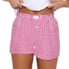 Damesshorts Elastische tailleband Plaid Print High-Tailed Casual Streetwear Sleepwear Opties voor comfortstijl hierboven