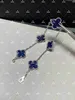 Högkvalitativ lyxarmband av Vancef Light Luxury Stone Four Leaf Clover Armband Womens Five Flower Blue French Fashion Classic Lucky Grass Halsband med logotyp