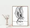 Personalised Couple Hands Poster Anniversary Gifts Canvas Painting Black White Art Print Romantic Wall Picture Living Room Decor