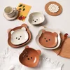 Cat Bowl Ceramic Dog Bowl Bear Bowl Cute Anti-Overturning Cat Plate Rice Bowl Cat Food Bowl Pet Single Bowl Kitten Pet Supplies