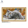 Aigulework, DMC DMC Cross Stitch, sets pour les kits de broderie, les modèles de séries de chat imprimés précis comptaient le point de croix pour les débutants