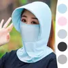 Brede rand hoeden zomer zijden gezicht deksel vrouwen zon hoed met ademende zonnebrand cap outdoor strand anti-uv foldable i3h3