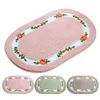 Bath Mats Oval 3 Colors Floral Flower Bathroom Mat Anti-skid For Shower Soft Quick Dry Water Absorbent Floor Spring Kitchen Carpets