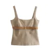 Damestanks Camis Zach Ailsa Spring 2024 Nieuwe product Dames Temperatuur Sexy snacklijn Decoratieve riem vierkante nek Tank Top J240409