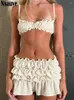 Рабочие платья nsauye 2024 Женская юбка Set Set Summer Holiday Beach Halter Bra Crop Tops и мини -клуб сексуальное стройное платье два куска