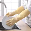 1Pair Lengthen Dishwashing Cleaning Gloves Latex Rubber Waterproof Work Hand Gloves for Household Scrubber Kitchen Clean Tool