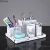 Noordse hars zeepdispenser en mondwater beker set wassen kit hotel hand sanering fles zeep schotel huizen badkamer accessoire set