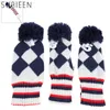 3 Pcs Knitted Sock Golf Club Head Covers Headcovers Protect Set With Number 1,3,5 For Driver & Fairway Wood Headcover