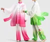 unisex 3pcs/set tai chi mundury taijiquan garnitury welon haft lotus wushu sztuki walki gradient GROVE/Różowy