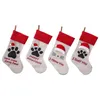 1 PC Pet Dog Cat Paw Stockings Christmas Big 18 "Calzini sospesi per festività Trotela Borsa per la decorazione per la casa dell'albero del camino