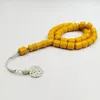 Strand Tasbih 33黄色い樹脂ビーズとスターリングシルバーカザズトルコのミスバハイスラムジュエリーロザリオアラビアファッションブレスレット