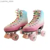 Inline Roller Skates Dazzle Gradient Colors Double-row Roller Skates Shoes Patines Adult Aluminum Alloy Base PU Brake With 4 Wheels Women Girls Y240410