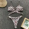 Costume de baignade pour femmes Triangle sexy bikini léopard imprimé évidé de style fille épicée petite poitrine Gathering Vacation Hot Spring Beach Swimsuit A0mk