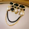 French Diamond Studded Digital Pearl Droplet Brooch, Personalized Fashionable Suit Clip, Exaggerated and High-end Accessory for Women