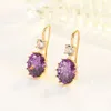 Dangle Ohrringe echt 14K Gold Amethyst Ohrring für Frauen Aos Mujer Oreja gelbe Orecchini Ursprung Gemstone Juwely Frau