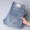 Jeans designer maschile azzurro slim fit piccoli piedi di fascia alta pantaloni lunghi lunghi 8w7h