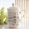 EWAYS Bone china Mugs with lid Creative Ceramic Milk coffee Mug cup Elegant Wedding Gift