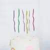 6Box Curved Gold-plated Colorful Birthday Cake Candles Cake Topper Insert Creative Birthday Party Dessert Table Candle Ornaments