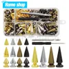 80/180pcs Set Punk Bullet Spikes Perçinler Deri çıtçıtlar ve sivri uçlar, giysiler için araçlar