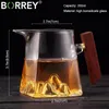 Borrey Glass Bule de vidro Fair Copo Cha Hai Hai resistente ao calor Caneca de chá de vidro com alça de madeira Gongdao Cup Cereny Cup Kettle Puer