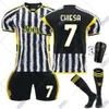 Koszulki piłkarskie 2324 Juventus Home Jersey Number 9 Hovic 22 di Maria 10 Pogba 7 Chiesa Football Set