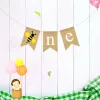 First Birthday Party Flag Bee en één drukklappen Banner Swallowtail Bunting Baby Shower Hangende Garland feestartikelen