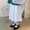 التنانير Houzhou Fashion Fashion White Long Skirt Women Kawaii Lolita كشكش مترقع عالي الخصر A-Line Midi Petticoat Mori Girl