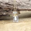 Mini prostokąt kryształowy olej eteryczny fiolka Wisijan łańcuchy cytrynowe lapis ametystki perfum butelka urok naszyjnik biżuteria QC1160