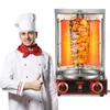 2 Brenner Kebab -Maschine Elektrischer vertikaler Broiler Gyrogrillmaschine mit Temperatureinstellungsschalter Stahl BBQ Grills