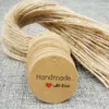 3,0 cm 200pcs Round Fabriqué à la main avec amour Kraft Paper Hang Tags + 200pcs Crideaux de chanvre Étiquettes de bagages de vêtements Marquez des tags de papier cadeau