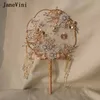 Janevini Luxury Luxury Crystal Crystal Cinese Bridal Hand Bouquets Fan Oro Oro Fiori artificiali Accessori per matrimoni in metallo