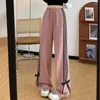Frauenhose Y2K Pink gestreifte Jogginghosen 2024 Hohe Taille Freizeitbögen weit Bein Harajuku Hosen Streetwear