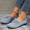 Casual Shoes Women's Spring Breathable And Comfortable Retro Solid Color Sneakers Daily Lace-up Non-slip Flat Zapatos