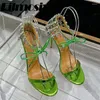 Sandali 2024 Crystal Chain High Heels Women One Strap Peep Toe Sandal Sexy Shoer Wedding Scarpe