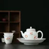 170 ml Retro Handmade Witte Peach Art Teapot White Jade Porselein Kung Fu Tea Master Potten met Strainer Huishoudelijke Teaware Gifts