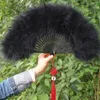 Fluffy Feather pliing fans for women girls faring décorations de fête de mariage noir blancs fans de main