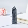 Natural Crystal Black Labradorite Quartz Point Healing Stone Tower Hexagonal Prisms Obelisk Wand behandeling Stone Diy Gift 1pc