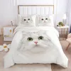 3Dペットの猫と犬の羽毛布団カバーセット寝具セットcomfortherケースキルトカバー枕カバーシャムズキングシングルダブルサイズベッドリネン