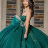 Emerald Green Quinceanera Abiti dalla spalla Appliques perle in pizzo dolce 16 Birthday Party Pageant Vestidos 15 De