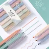 6 PCs/Ste Super Soft Double Tip Highlighter Pens Kawaii Candy Color Manga Markers Kawaii Pastel Stationery Journal Supplies