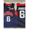 Jerseys de basquete Jersey Frame Nacional Seleção 6 James 10 Coleção de Wall Bordado Treinamento Esportivo