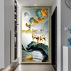 Cinese Golden Deer Rich Tree Tela Painting Fish Wall Art Art Luxury Poster Flower Stampa