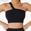 Yoga Outfits Summer One Spalla Yoga Bra Bellissimo sport Sports Top Women Palest che corre in fitness Shorts High Waist Bodyless 2 pezzi Bodie Y240410