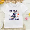 T-shirts It Is My Birthday Space Number 2-10 T-Shirt Astronaut Rocket Ship Print Short Sleeve T-Shirts Gift Boys Girls Kids Clothes Tops 240410