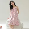 Womens Sleepwear Korean Summer Cotton Princess Dress Women Cute Bear Printing Nightgowns Sleeveless Sleep Tops Thin Lingerie Night Gown